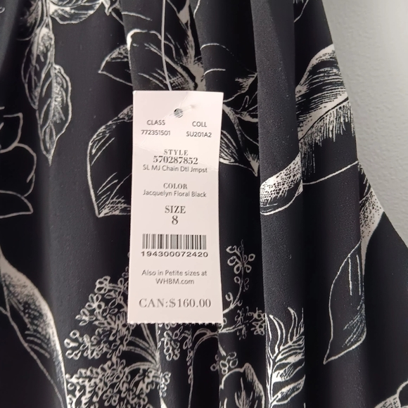 NEW White House Black Market Jacquelyn Floral Black Jumpsuit Crop Chain Detail 8 - Picture 3 of 16